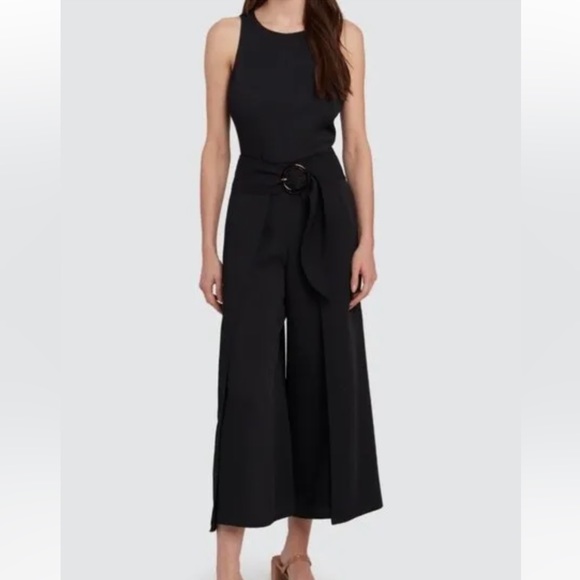 NWT Joie Mairead C Jumpsuit in Caviar Black Wide Leg Belted - Picture 2 of 13